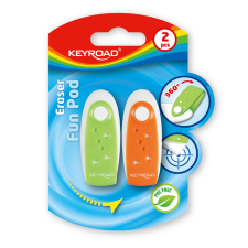 KeyRoad Radír, PVC mentes 2 db/bliszter Keyroad Fun Pod vegyes színek radír