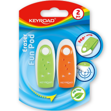 KeyRoad Radír, PVC mentes 2 db/bliszter Keyroad Fun Pod vegyes színek radír