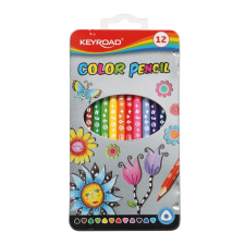 KeyRoad Színes ceruza készlet háromszögletű, fém dobozban 12 db/bliszter Keyroad vegyes színek színes ceruza