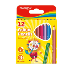 KeyRoad Színes ceruza készlet rövid, háromszögletű Keyroad 12 klf. szín színes ceruza
