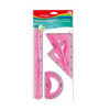 KeyRoad Vonalzókészlet, 30 cm, flexibilis vonalzó, szögmérő, 45° és 60° háromszög vonalzók 4 db/bliszter vegyes színek (KEYROAD_38551)