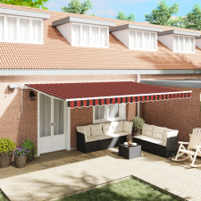  Kézi behúzható napellenző LED-del narancs és barna színben, 500x300 cm kerti bútor