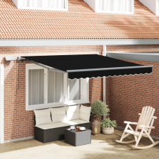  Kézi Behúzható Napellenző LED Fekete 300x250 cm kerti bútor
