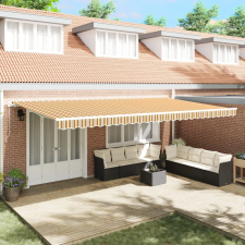  Kézi Behúzható Napellenző Többszínű Csík 600x350 cm kerti bútor