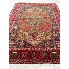  Kézi csomózású perzsa Tabriz Bordós Narancsos szőnyeg 342x254cm lakástextília
