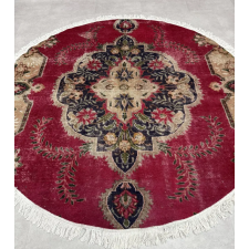  Kézi csomózású perzsa Tabriz  Bordós szőnyeg  Kerek 195x195cm lakástextília