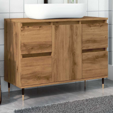 kézműves tölgy színű szerelt fa mosdószekrény 80 x 33 x 60 cm fürdőszoba bútor