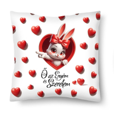  Kicsi díszpárna, Ő az enyém és szeretem, lány nyuszi lakástextília