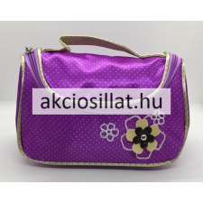  Kicsi kozmetikai táska lila virág smink kiegészítő
