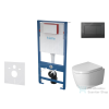 Kielle Genesis falra szerelhető WC szett, Duravit ME by Starck kompakt WC soft close ülőkével, Gemini III matt fekete nyomólappal SANI11AP5100