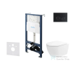 Kielle Genesis New falra szerelhető WC szett, Kielle Oudee vortex rimless+ WC softclose ülőkével, Gemini New II matt fekete nyomólappal, fehér 30528SS24