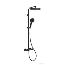 Kielle OUDEE termosztátos zuhanyrendszer 26 cm-es fejzuhannyal,zuhanyszettel,matt fekete 20602014 csaptelep