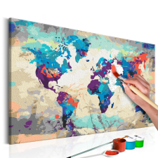  Kifestő Világtérkép, falitérkép - World Map (Blue &amp; Red) Kép parafán 60x40 térkép