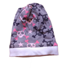  Kifordítható fehér és szürke színű baba sapka (méret: 56/62) babasapka, sál