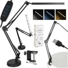 KIK LED asztali lámpa, USB-s, forgó karral, 2 rögzítési móddal világítás