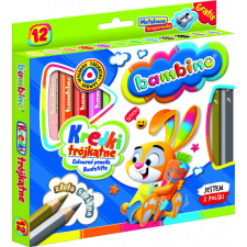 KIK OEM BAMBINO Háromszögletes fakeretes ceruzák 12 szín + hegyező színes ceruza