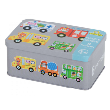 KIK Puzzle Games Vehicles 30 - autós kirakójáték fém dobozban, Többszínű puzzle, kirakós