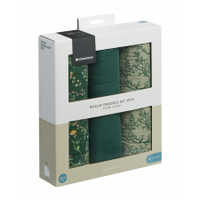 Kikkaboo kifogó 3 db muszlin 100x100cm Secret Garden zöld babatörülköző, kifogó