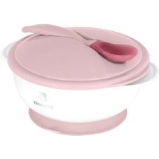 Kikkaboo tál tapadókoronggal, fedővel és kanállal, hőérzékelővel Pink babaétkészlet