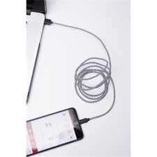 Kikkerland US113-BK-EU textilborítású Lightning fekete-fehér kábel kábel és adapter