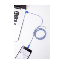 KIKKERLAND US113-BL-EU textilborítású Lightning kék-fehér kábel kábel és adapter