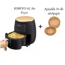  KIMIYO Air Fryer olaj nélküli sütő 2400W 6L + Air Fryer sütőpapír 50 db KIMIYO6LSP fritőz