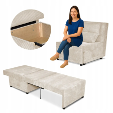  Kimo Fekvőfotel Alvási Funkcióval, Ágyneműtárolóval, Family Furniture, Bézs bútor