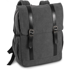 KIMOOD Uniszex hátizsák Kimood KI0143 Flap-Top Canvas Backpack -Egy méret, Washed Dark Grey