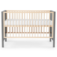 KinderKraft Baby wooden cot MIA guardrail + mattress white kiságy, babaágy
