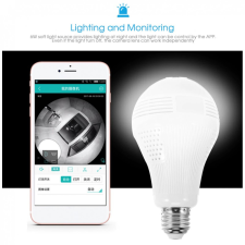 KING 360 fokos WiFi LED Panoráma Kamera Izzó E27 foglalattal Villanykörte megfigyelő kamera