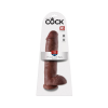  King Cock 11 - nagy tapadótalpas, herés dildó (28cm) - barna