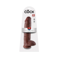 King Cock 11 - nagy tapadótalpas, herés dildó (28cm) - barna műpénisz, dildó