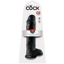 King Cock 11 - nagy tapadótalpas, herés dildó (28cm) - fekete műpénisz, dildó