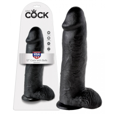 King Cock 12 herés nagy dildó (30 cm) - fekete anál
