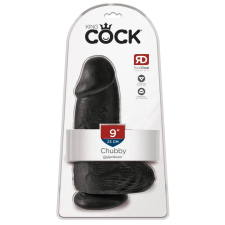 King Cock 9 Chubby - tapadótalpas, herés dildó (23cm) - fekete műpénisz, dildó