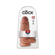  King Cock 9 Chubby - tapadótalpas, herés dildó (23cm) - sötét natúr műpénisz, dildó