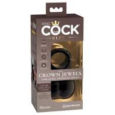  King Cock Elite Crown Jewels - lengőhere, vibrációs péniszfeltét (fekete) péniszgyűrű