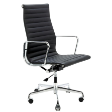 King Home Aeron Prestige Plus Irodai Szék Valódi Bőr Fekete Króm forgószék