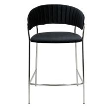  King Home Margo Bárszék Velúr Fekete Króm Vázzal bútor