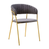 King Home MARGO szék sötétszürke - bársony, arany lábazat