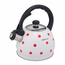 Kinghoff teáskanna, sípszóval, fehér-piros pöttyös, 2.0L (KH-1736) vízforraló és teáskanna