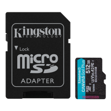 Kingston 512GB Canvas Go! Plus microSDXC UHS-I CL10 memóriakártya + Adapter memóriakártya