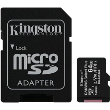 Kingston Canvas Select Plus micro SDXC 64GB Class 10 UHS-I + SD adapter memóriakártya