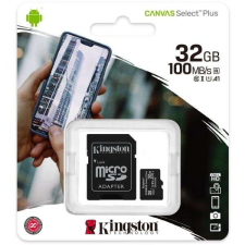 Kingston microSDHC Canvas Select Plus 32GB UHS-I/C10/V10/A1 + adapter (SDCS2/32GB) memóriakártya