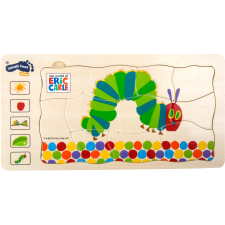 kis láb fából készült betétes puzzle: éhes hernyó puzzle, kirakós