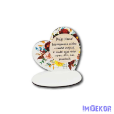  Kis talpas fa szív 13,2x12,8cm - Drága mama/barna dekorációs kellék