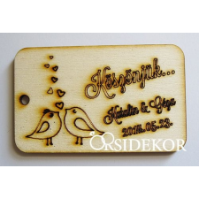  Kísérőcédula fából madárkás mintával dekorációs kellék