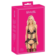 Kissable - pink-lila hímzéses melltartó szett (fekete) fehérnemű szett