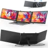  Kiterjeszthető és hordozható dupla laptop monitor, Qova®, 14 colos FHD 1080P IPS kijelző, 360 fokig hajtható, háromképernyős, kompatibilis iOS, Android, Windows, Mac rendszerekkel, Plug &amp; Pla