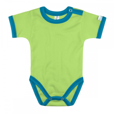  Kivizöld-azúrkék rövid ujjú baba body kombidressz, body